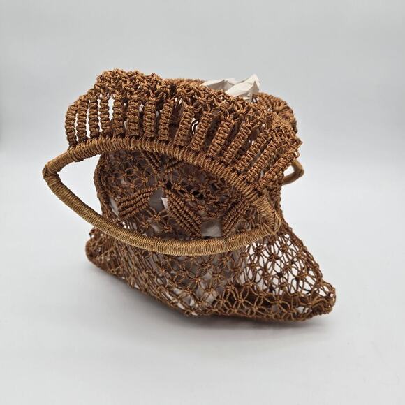 Vintage Woven Boho Bag Rattan Purse Whicker Macrame Woven Circle Boho - Picture 10 of 14